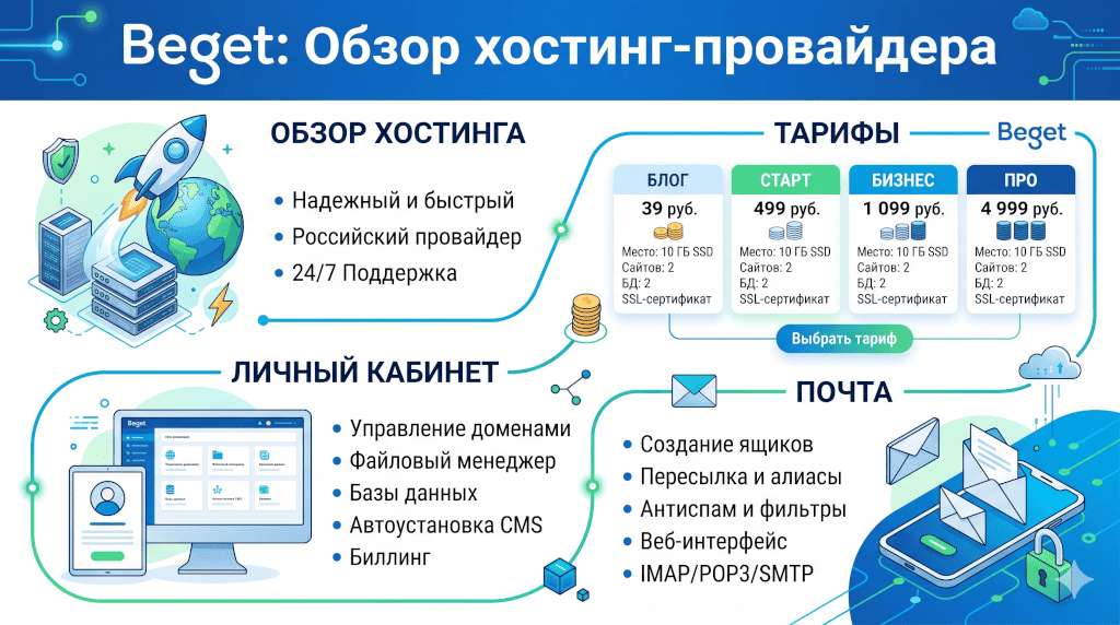 Beget: обзор хостинг-провайдера, тарифы, личный кабинет, почта