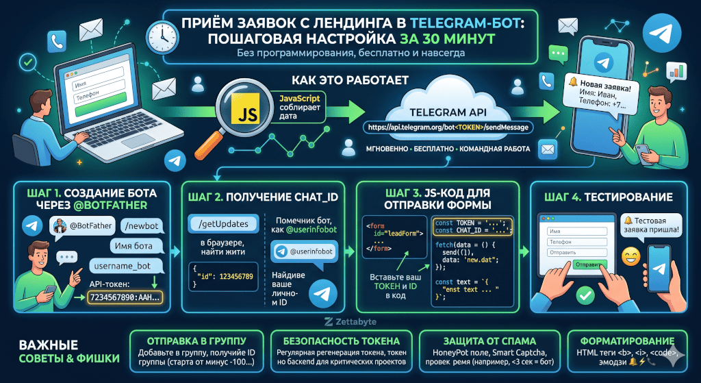 Приём заявок с лендинга в Telegram-бот